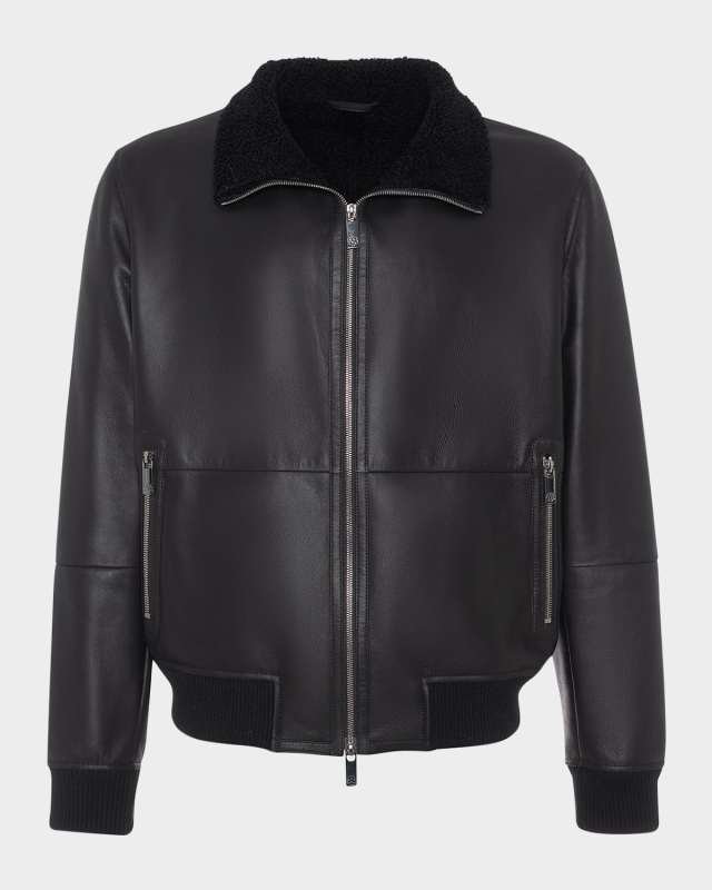 Men's Shearling Lamb Bomber Jacket